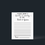 Favourite Memory of Bride Groom Advice Cards<br><div class="desc">Share the favourite memory of the bride and groom in these minimalist advice cards.</div>