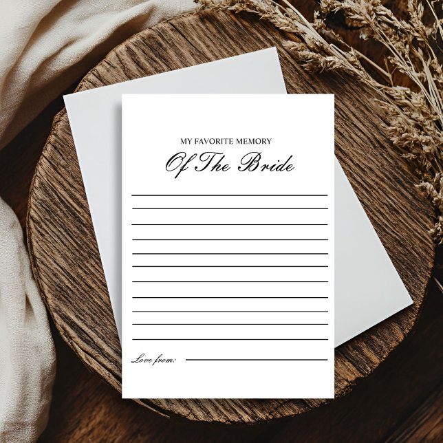 Favourite memory of the bride Shower Game Card (Creator Uploaded)