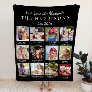 Favourite Moments Family 12 Photo Collage Fleece Blanket