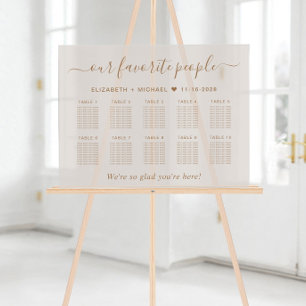 Favourite People 10 Table Taupe Wedding Seating Acrylic Sign