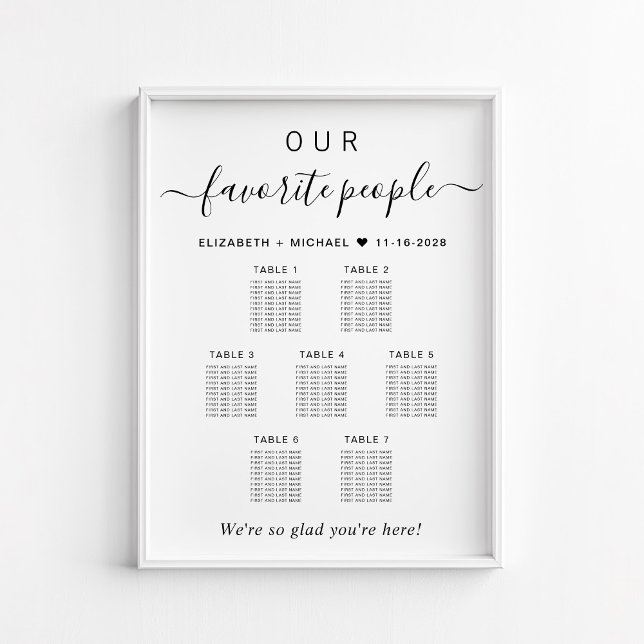Favourite People 7 Table Wedding Seating Chart (Creator Uploaded)