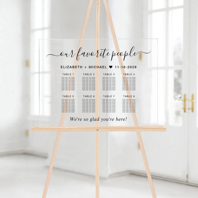 Favourite People 8 Table Wedding Seating Acrylic Sign (Creator Uploaded)