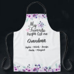 Favourite People Call Me Grandma | Grandkids Name Apron<br><div class="desc">What a delightful and personalised gift! This apron features a beautiful purple floral design, accompanied by the grandkids' names. The apron is perfect for Grandma to wear while cooking up a storm in the kitchen, and the personalised touch will make her feel loved and cherished. making it a treasured keepsake...</div>