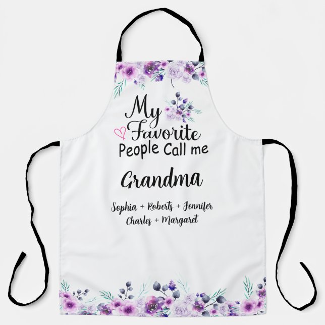 Favourite People Call Me Grandma | Grandkids Name Apron (Front)