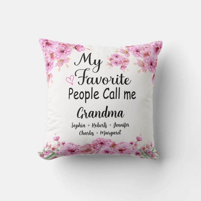 Favourite People Call Me Grandma | Grandkids Name Cushion (Front)