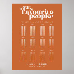 Favourite People Retro Wedding Seating Chart