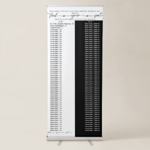 Favourite People Wedding Alphabetic Seating Chart Retractable Banner