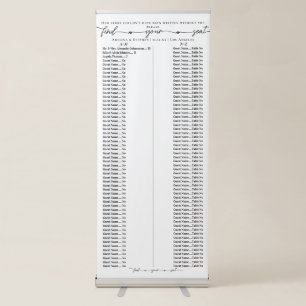 Favourite People Wedding Alphabetic Seating Chart Retractable Banner
