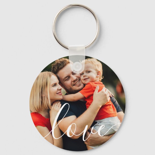 Favourite Photo Elegant Script Love Key Ring (Front)