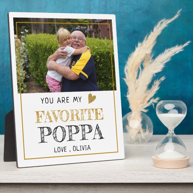 Favourite Poppa Grandpa Grandchild Custom Photo  Plaque (Side)