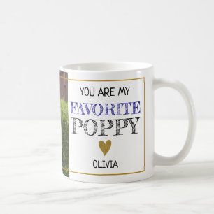 Favourite Poppy Grandpa Grandchild Photo Name Coffee Mug