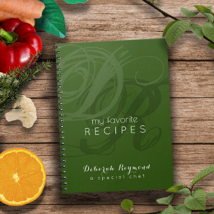 Favourite Recipes Monogrammed Green  Notebook