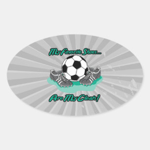 favourite shoes are my cleats soccer design oval sticker