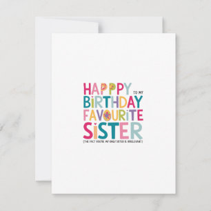 "Favourite Sister Birthday Card" Holiday Card