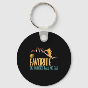 Favourite ski buddies call dad retro vintage skiin key ring