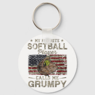 Favourite Softball Player Calls Me Grumpy Father's Key Ring