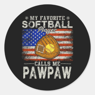 Favourite Softball Player Calls Me Pawpaw Softball Classic Round Sticker