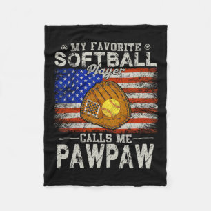 Favourite Softball Player Calls Me Pawpaw Softball Fleece Blanket