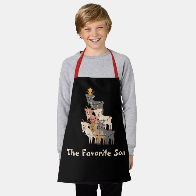 Favourite Son Stacked Christmas Goats Apron (Worn)