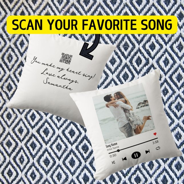 Favourite Song Music Playlist Photo with Qr code Cushion (Creator Uploaded)