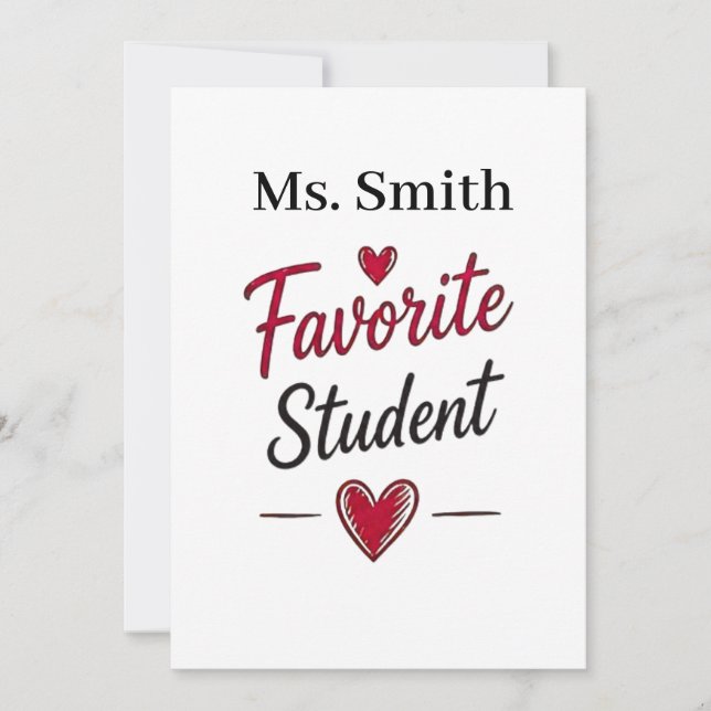 Favourite Student Personalised Teacher Gift Card (Front)