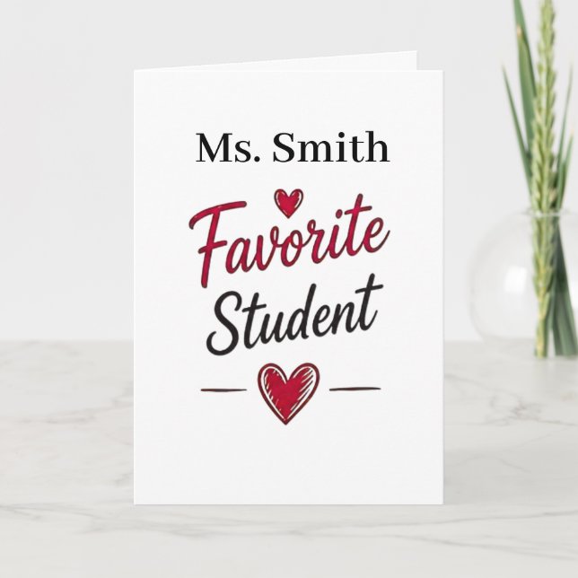 Favourite Student Personalised Teacher Gift Card (Front)
