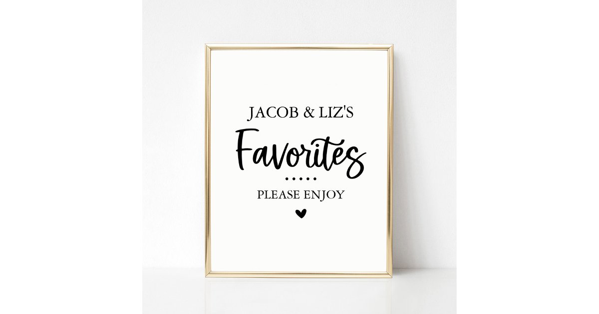 Favourite Sweets and Treats Favour Table Sign | Zazzle