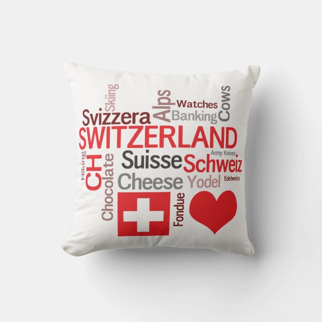 Favourite Swiss Things - I Love Switzerland Cushion (Front)