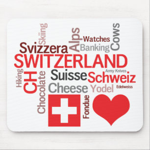Favourite Swiss Things - I Love Switzerland Mouse Mat