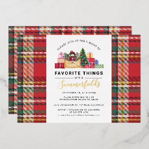 Favourite Things Christmas Family Event Gold Foil Holiday Card