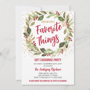 Favourite Things Christmas Holiday Party Invitation