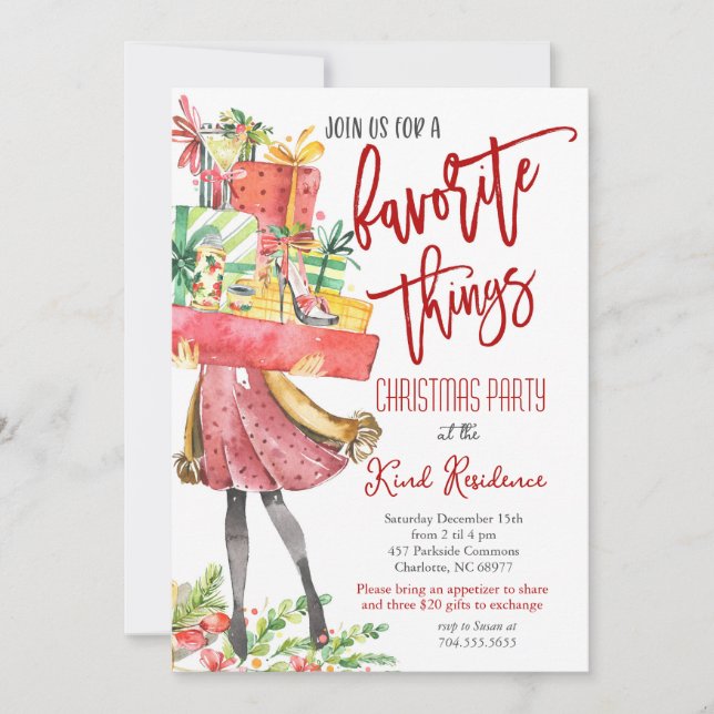 Favourite Things Christmas invitation (Front)