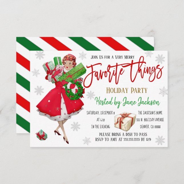 Favourite Things Christmas Party Invitation (Front/Back)