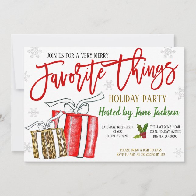 Favourite Things Christmas Party Invitation (Front)