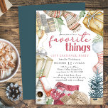 Favourite Things Cosy Christmas Gift Exchange Part Invitation<br><div class="desc">Favourite things gift exchange party which you can customise with your own rules and instructions. Watercolor design with handwritten title and Scandinavian hygge style, cosy sweater weather gifts. Neutral design in muted shades of red, green and gold - perfect for rustic country christmas theme or winter holiday party. Please browse...</div>