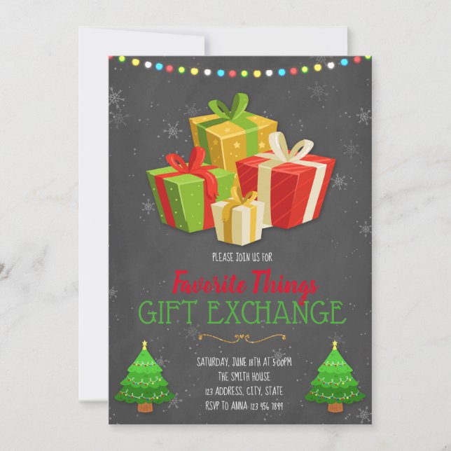 Favourite Things Exchange Party invitation (Front)