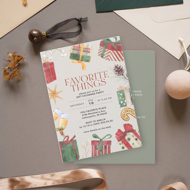 Favourite Things Friend Gift Exchange Holiday Part Invitation (Creator Uploaded)