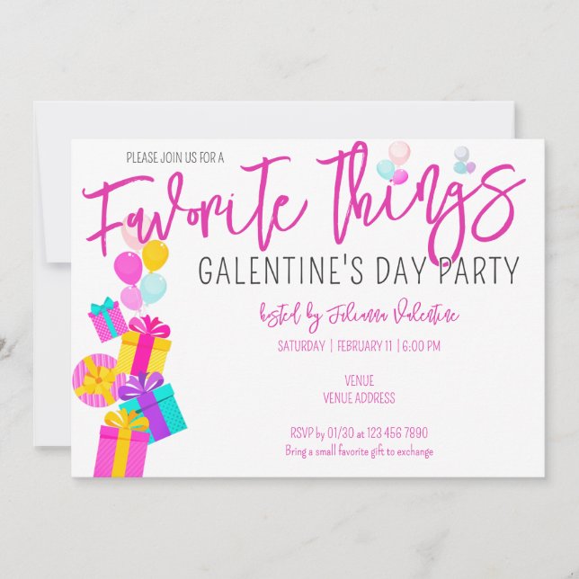 Favourite Things Galentine's Day Girls Night Out Invitation (Front)