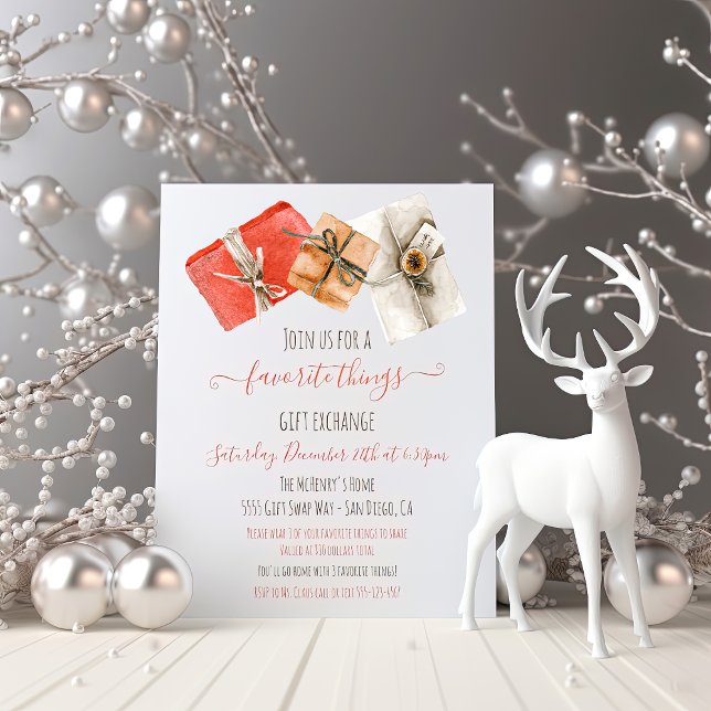 Favourite Things Gift Exchange brown paper package Invitation (Creator Uploaded)
