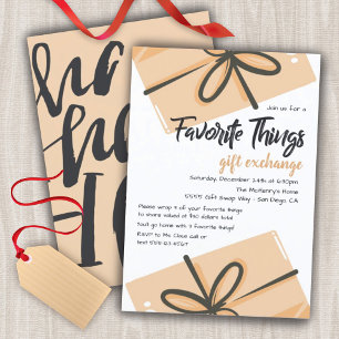 Favourite Things Gift Exchange brown paper package Invitation
