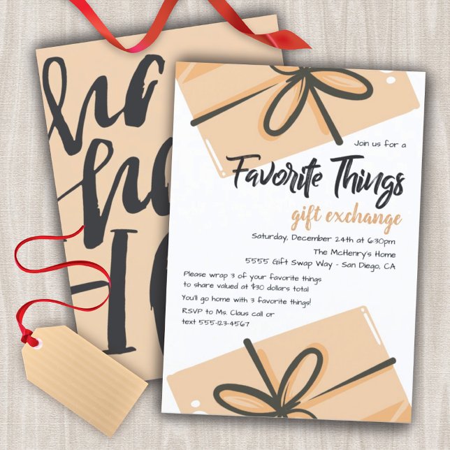 Favourite Things Gift Exchange brown paper package Invitation (Creator Uploaded)