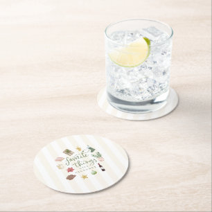 Favourite Things Gift Exchange Christmas Party Round Paper Coaster