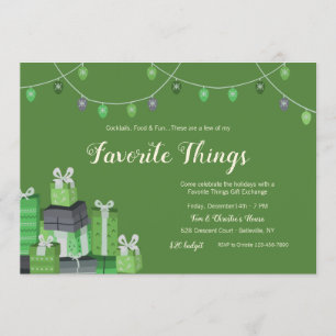 Favourite Things Gift Exchange Green Invitation