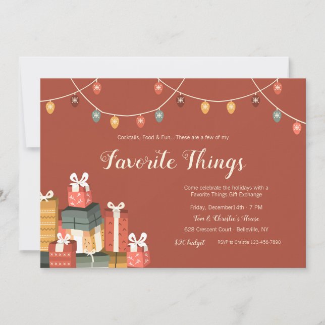 Favourite Things Gift Exchange Invitation (Front)