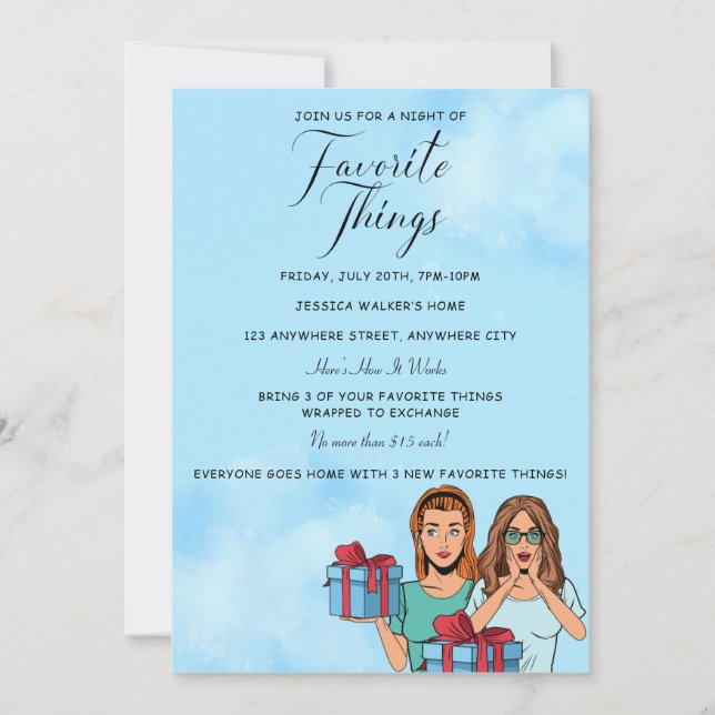 Favourite Things Gift Exchange Party Invitation (Front)