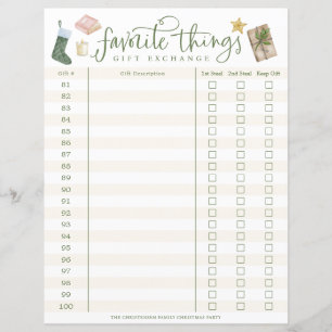 Favourite Things Gift Exchange Tracker #81-100