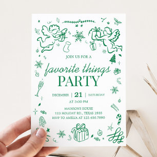 Favourite Things Hand Drawn Christmas Party Invitation