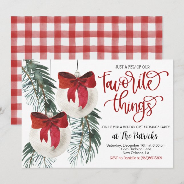 Favourite Things Holiday Party Invitation (Front/Back)