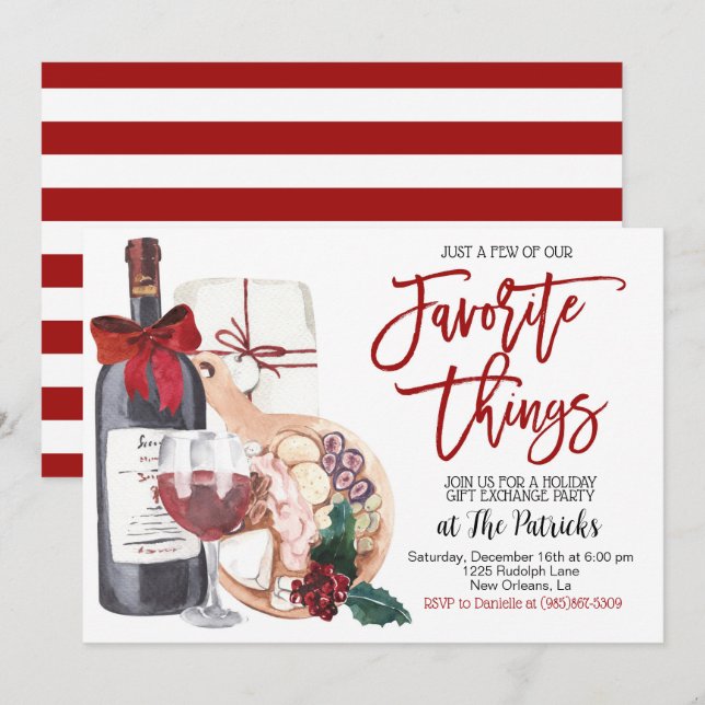Favourite Things Holiday Party Invitation (Front/Back)