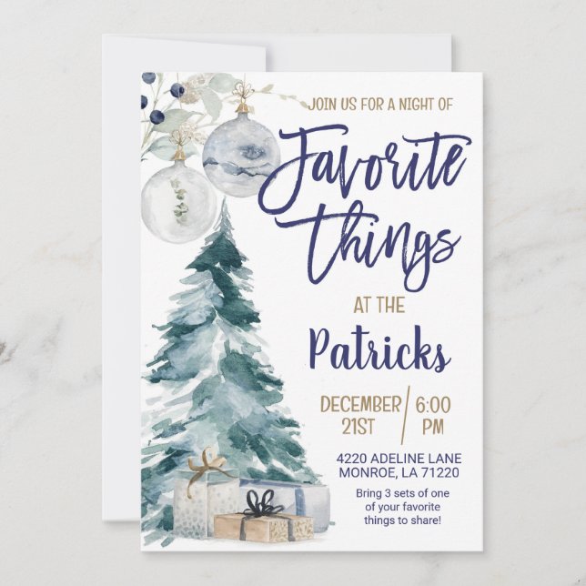 Favourite Things Holiday Party Invitation (Front)